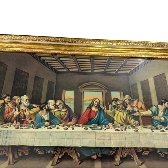 Vtg Last Supper Licensed Enhanced Print Illinois Moulding USA 22.5x14.5” Framed - Picture 5 of 11